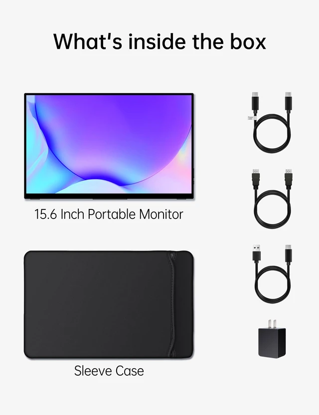 Alt view image 7 of 7 - 15.6'' FHD Portable Monitor Touchscreen for Laptop Computer Mac 10-point Touch Screen, Tempered Glass Metal Case 1080p IPS Screen w/Kickstand, Speaker. USB-C/HDMI, Ultra Slim Travel Monitor