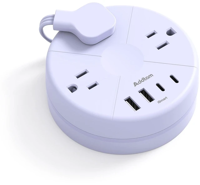 Main image of Travel Essentials 3Ft Power Strip -Purple Cruise Approved Power Strip 3 Outlet 4 USB Port(2 USB C), Retractable Extension Cord, Portable Charging Station for Dorm Room Travel Cruise Essentials