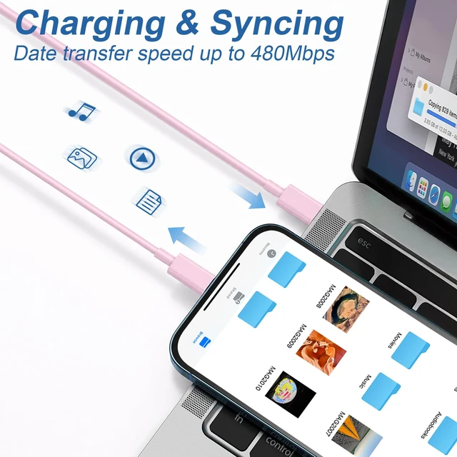 Alt view image 5 of 7 - Mac Book Pro Air Charger with 10FT Extra Long Type C Charging Cable, Pink 118W 96W 87W 61W USB Type C(USB-C) Fast Power Adapter, Compatible with MacBook Air Pro and All USB-C Devices