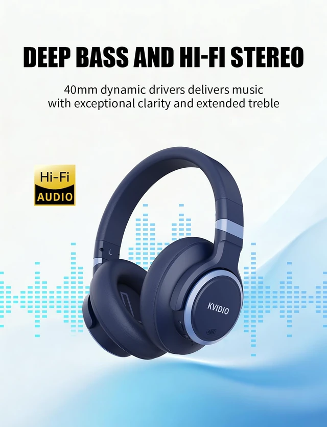 Alt view image 5 of 7 - Hybrid Active Noise Cancelling Headphones Over Ear Bluetooth Wireless ANC 70H Playtime, Transparency Mode, Microphone, Deep Bass, HiFi Stereo Sound for Home, Travel, Office