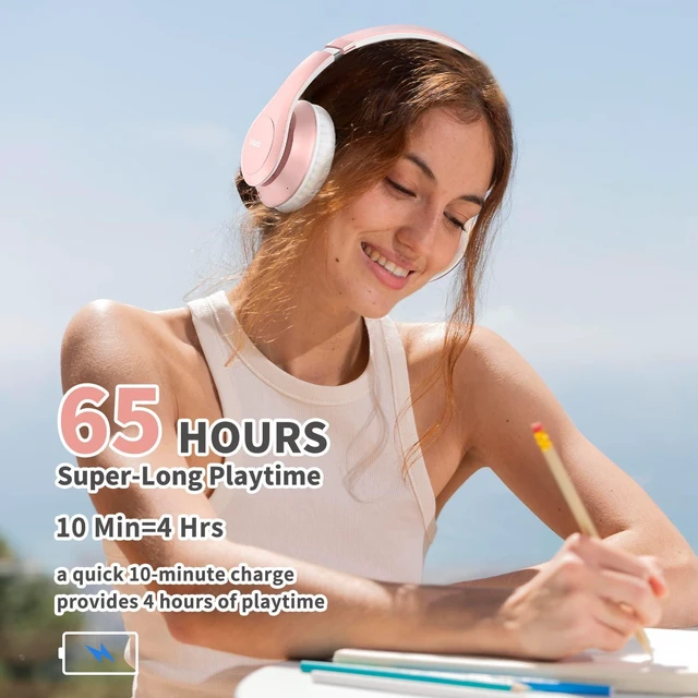 Alt view image 5 of 7 - Bluetooth Headphones Over Ear, Wireless HiFi Stereo Foldable Headset 65H Playtime, Bluetooth 6.0, 6 EQ Modes, Built-in Mic, Deep Bass Stereo, Lightweight Design for Home, Office, Travel & PC