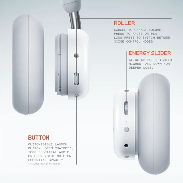 Alt view image 4 of 7 - Headphone Pro Active Noise Canceling Wireless Headphones Bluetooth 5.4 Over The Ear Headset, 50H ANC Playtime, Bass&Treble Slider, Custom EQ&Spatial Audio, Hi-Res LDAC, Light Grey