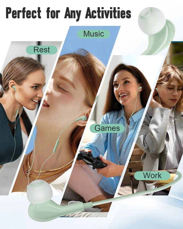 Alt view image 5 of 7 - Wired Headphones USB C for for Samsung S26 S25 Ultra A17 A16 S24 S23 A16 in Ear USB-C Headphones Wired with Microphone Volume Control Type C Headphones iPhone 16 Pro Max iPad Mini Xiaomi Pixel Green
