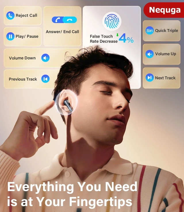 Alt view image 5 of 6 - Wireless Earbuds Bluetooth 5.4 Headphones with 48H Playtime Ear Buds Noise Cancelling Mic, LED Power Display Charging Case, IPX7 Waterproof Bass Stereo Earphones for iPhone Android Phone/Laptop