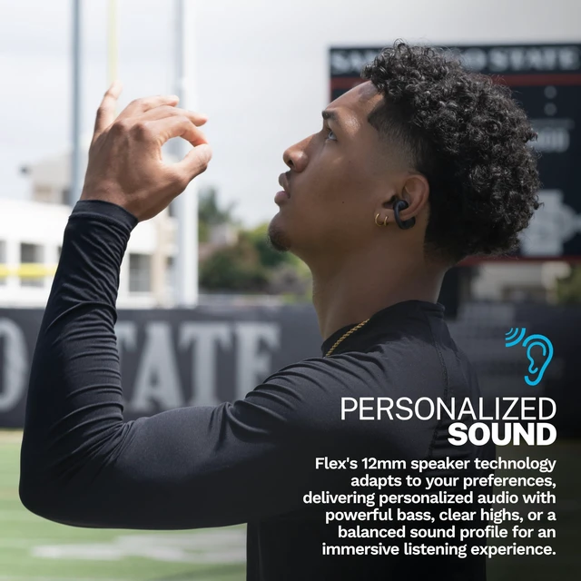 Alt view image 3 of 7 - Flex, Open Ear Earbuds, Clip On Wireless Bluetooth Earbuds, Open Ear Headphones, Black