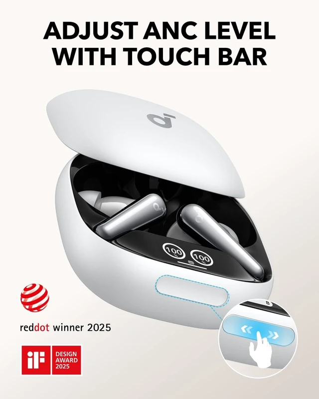 Alt view image 2 of 7 - Liberty 4 Pro by Anker Noise Cancelling Wireless Earbuds 7-Sensor and Real-Time Adaptive Noise Cancelling, 2× Faster Charging, Studio-Level Hi-Fi Music, Clear Calls with 6 Mics