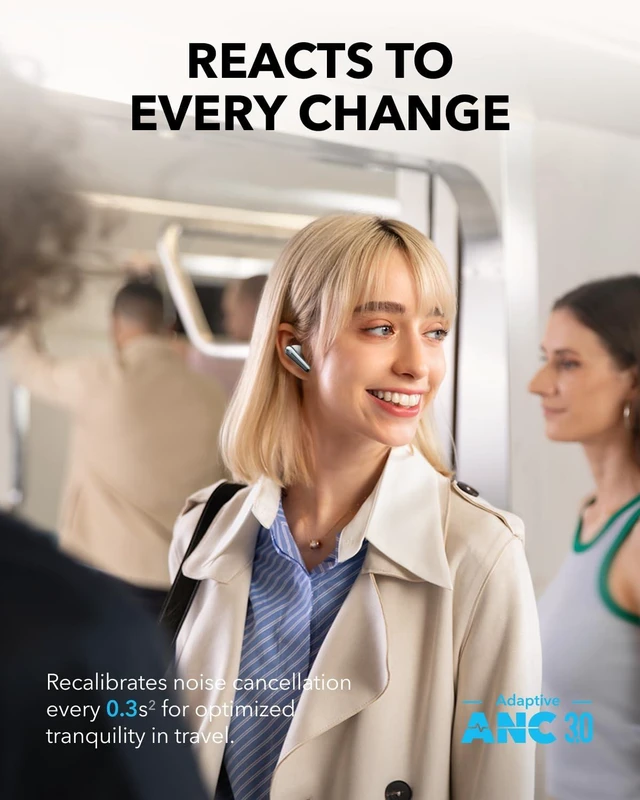 Alt view image 4 of 7 - Liberty 4 Pro by Anker Noise Cancelling Wireless Earbuds 7-Sensor and Real-Time Adaptive Noise Cancelling, 2× Faster Charging, Studio-Level Hi-Fi Music, Clear Calls with 6 Mics