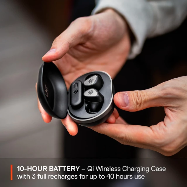 Alt view image 7 of 7 - Arctis GameBuds for Xbox/PC/PS5/Switch/Mobile Quick-Switch 2.4GHz+Bluetooth 5.3 Active Noise Cancelling Mobile App Water Resistant IP55 40H Battery with Qi Charging Case - Black