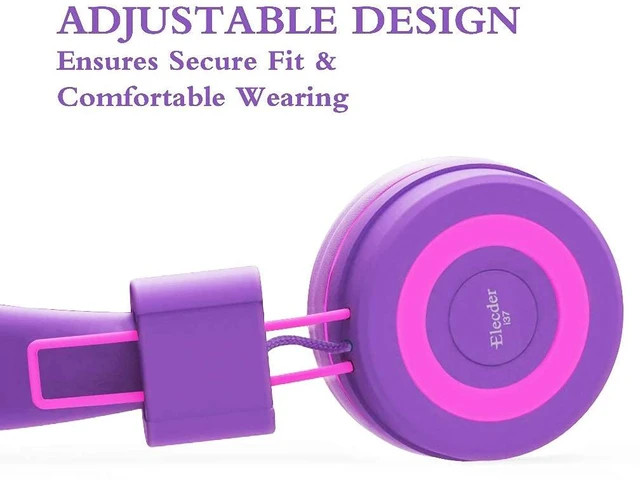 Alt view image 5 of 7 - i37 Kids Headphones for School Children Girls Boys Teens, Purple Foldable Adjustable Lightweight, 3.5mm Audio Jack On Ear Headphones for Smartphones Chromebook Computer PC Tablets Travel