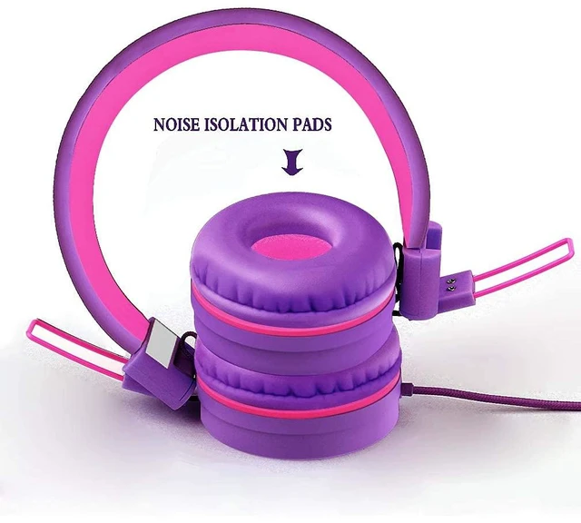 Alt view image 6 of 7 - i37 Kids Headphones for School Children Girls Boys Teens, Purple Foldable Adjustable Lightweight, 3.5mm Audio Jack On Ear Headphones for Smartphones Chromebook Computer PC Tablets Travel
