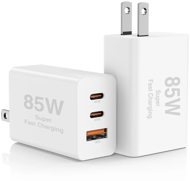 Main image of 2Pack 85W USB C Wall Charger Block, 3-Port USB C Charging Adapter,Multi Super Fast Charging Power Plug Cube for MacBook Pro/Air,i-Pad Pro,i-Phone 17/16/15, Galaxy S25,and More-White