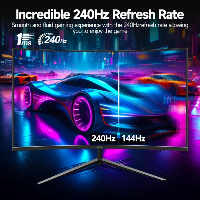 Alt view image 3 of 7 - 32" Curved Gaming Monitor FHD 1080p 240Hz 1ms VA 1500R 4000:1 FreeSync & G-SYNC Compatible, 100% sRGB HDR10 Low Blue Light, Crosshair Tilt PIP PBP, HDMI 2.0 DP 1.4 VESA 100×100 for PC PS5 Xbox