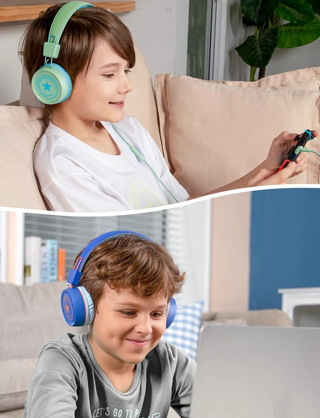 Alt view image 6 of 6 - 2 Pack Kids Headphones with Microphone, Safe Volume Limited Foldable Wired Toddler Headphones Over Ear for School Travel Mac/Android/Kindle/Tablet/Pad