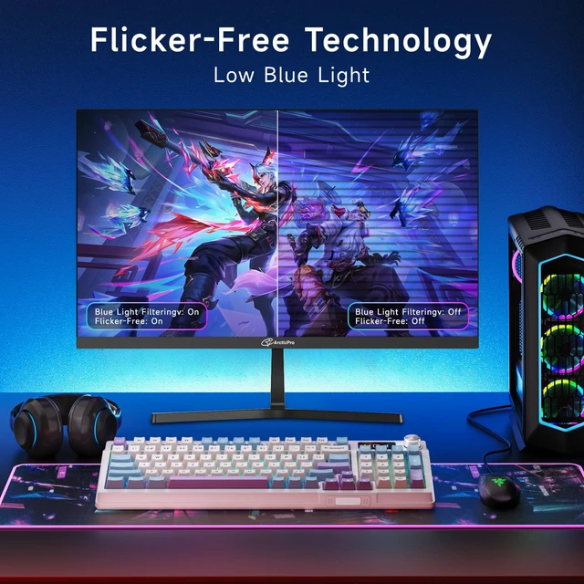Alt view image 6 of 7 - 27 Inch Monitor 120Hz, FHD 1080p Computer Monitor, IPS, 1ms MRTP 99% sRGB, 3-Sided Frameless, Ultra Slim, VESA Mountable, Anti-Blue Light PC Monitor, HDMI & VGA Ports