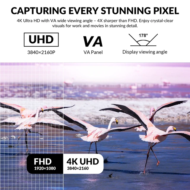 Alt view image 2 of 6 - 32 Inch 4K UHD Curved Monitor (3840x2160), VA,60Hz Refresh Rate, 100% sRGB, Adaptive Sync, 178° Viewing Angle, HDMI/DisplayPort, VESA 100x100mm Mount Compatible, Tilt Adjustable - Black