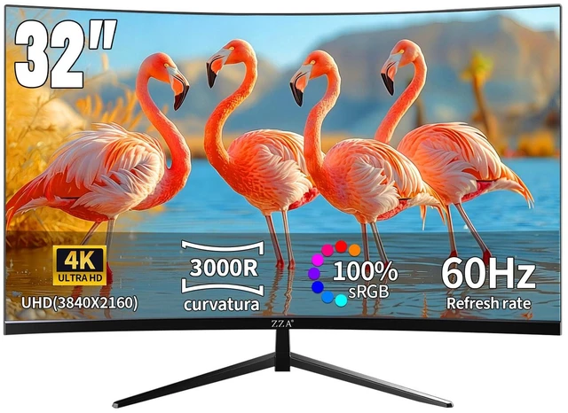 Main image of 32 Inch 4K UHD Curved Monitor (3840x2160), VA,60Hz Refresh Rate, 100% sRGB, Adaptive Sync, 178° Viewing Angle, HDMI/DisplayPort, VESA 100x100mm Mount Compatible, Tilt Adjustable - Black