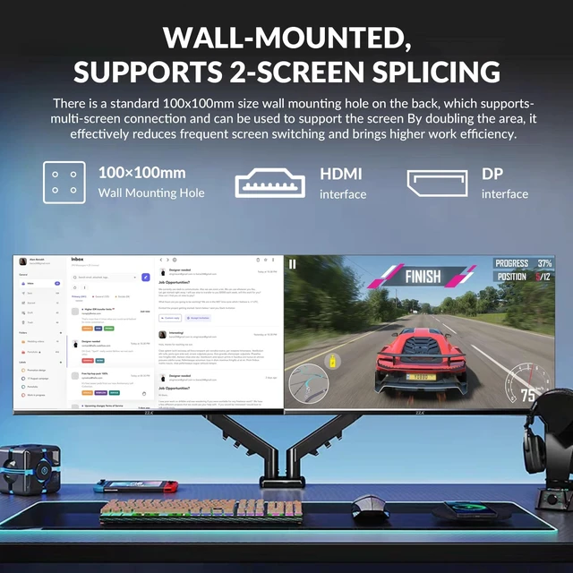 Alt view image 6 of 6 - 32 Inch 4K UHD Curved Monitor (3840x2160), VA,60Hz Refresh Rate, 100% sRGB, Adaptive Sync, 178° Viewing Angle, HDMI/DisplayPort, VESA 100x100mm Mount Compatible, Tilt Adjustable - Black