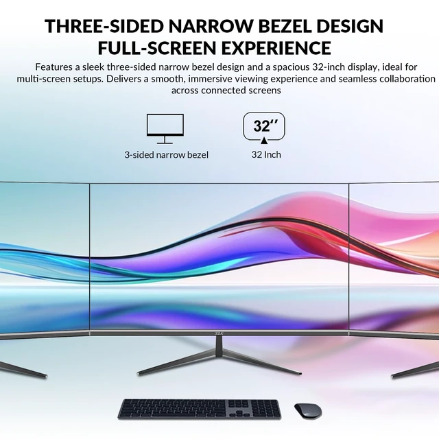 Alt view image 4 of 6 - 32 Inch 4K UHD Curved Monitor (3840x2160), VA,60Hz Refresh Rate, 100% sRGB, Adaptive Sync, 178° Viewing Angle, HDMI/DisplayPort, VESA 100x100mm Mount Compatible, Tilt Adjustable - Black