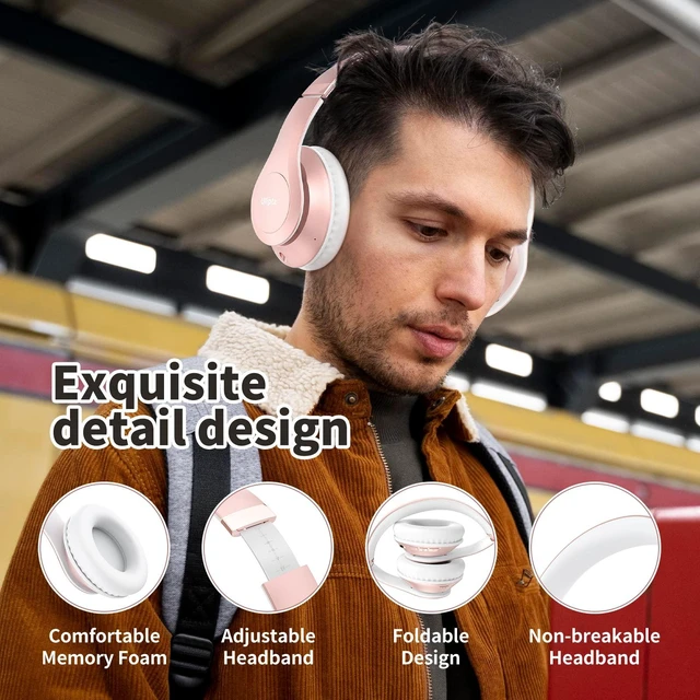 Alt view image 4 of 7 - Bluetooth Headphones Over Ear, Wireless HiFi Stereo Foldable Headset 65H Playtime, Bluetooth 6.0, 6 EQ Modes, Built-in Mic, Deep Bass Stereo, Lightweight Design for Home, Office, Travel & PC