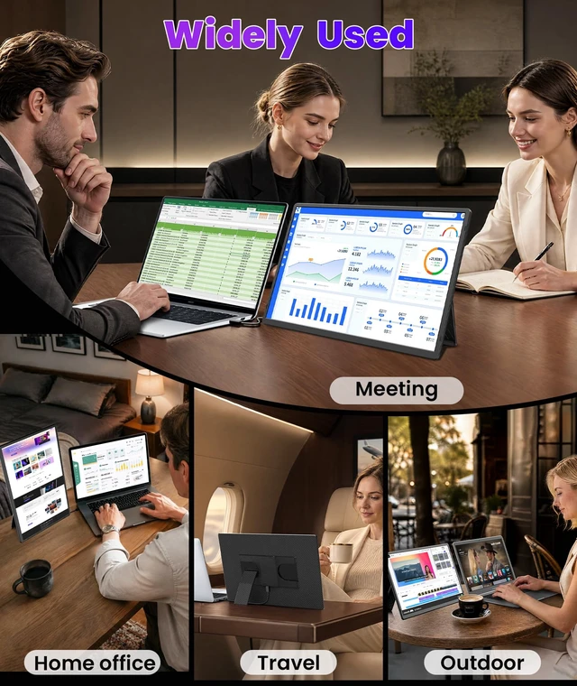 Alt view image 7 of 7 - 16" Laptop Screen Extender, 1200P Portable Monitor for Laptop Ultra-Thin Lightweight, Thin Bezels, 360° Rotating Detachable Stand, Plug & Play, Travel Monitor for PC/Mac/Wins/Switch