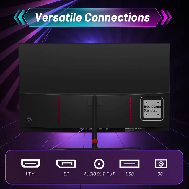 Alt view image 6 of 7 - 27 Inch Curved 180Hz Gaming Monitor, 1800R Curved Gaming Monitor 1ms MPRT, FHD(1920×1080P), Freesync, HDMI2.0,DP1.4, VESA Mountable(DP&HDMI Cable Incl.)
