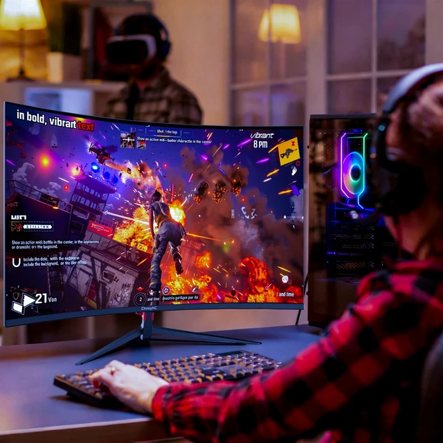 Alt view image 7 of 7 - 24 Inch Curved 180Hz Gaming Monitor, 1800R Curved Gaming Monitor 1ms MPRT, FHD(1920×1080P), Freesync, HDMI2.0,DP1.4, VESA Mountable(HDMI Cable Incl.)