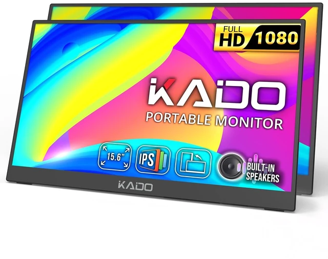Main image of 2-Pack Portable Monitor 15.6-inch FHD 1080p Rotating Stand IPS Display 45W Reverse Charging Ultra-Slim Laptop Monitor 1920x1080 with Built-in Speakers for PC, Mac, Phone, Xbox, PS5, USB-C & HDMI