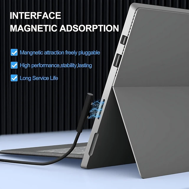 Alt view image 3 of 7 - Surface Pro Charger 65W, Surface Laptop Charger Compatible with Microsoft Surface Pro 11/10/9/8/7+/7/6/5/4/X, Surface Laptop 7/6/5/4, Surface Book 3/2, Surface Go 3/2/1 with 8.8ft Power Cord