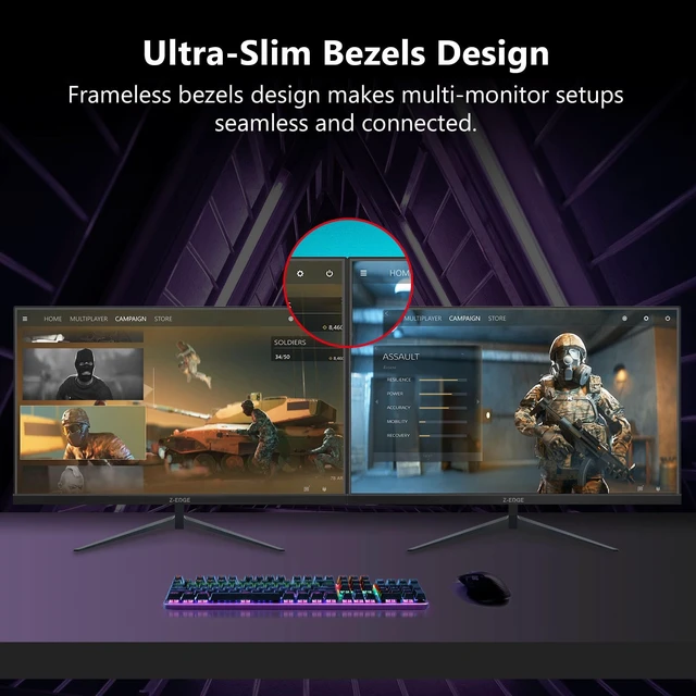 Alt view image 7 of 7 - Z-Edge 24.5 inch 300Hz 280Hz 240Hz Gaming Monitor,FHD 1080p, MPRT 1ms UG25S IPS Monitor Gaming, PC Computer Monitor, 16.7M Colors, DP x2, HDMI x2, for Business,Gaming