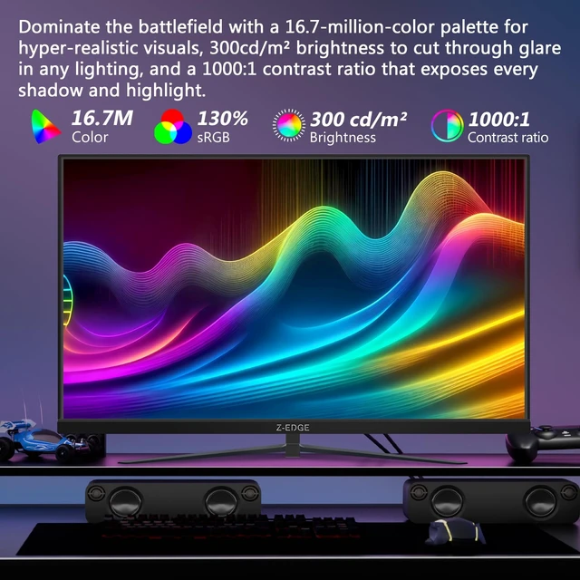 Alt view image 3 of 7 - Z-Edge 24.5 inch 300Hz 280Hz 240Hz Gaming Monitor,FHD 1080p, MPRT 1ms UG25S IPS Monitor Gaming, PC Computer Monitor, 16.7M Colors, DP x2, HDMI x2, for Business,Gaming