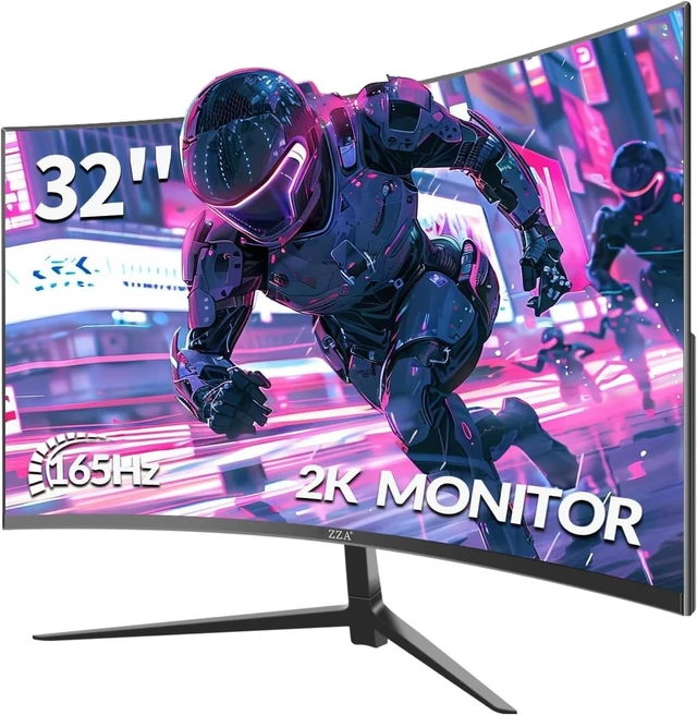Main image of 32 Inch Curved Monitor,1440p VA Screen 165Hz, 1500R Curved Gming Monitor,Computer Monitor 1ms,FreeSync & G-Sync, HDR10, 120% sRGB Coverage, DP/HDMI, PC Monitor VESA Mount Compatible