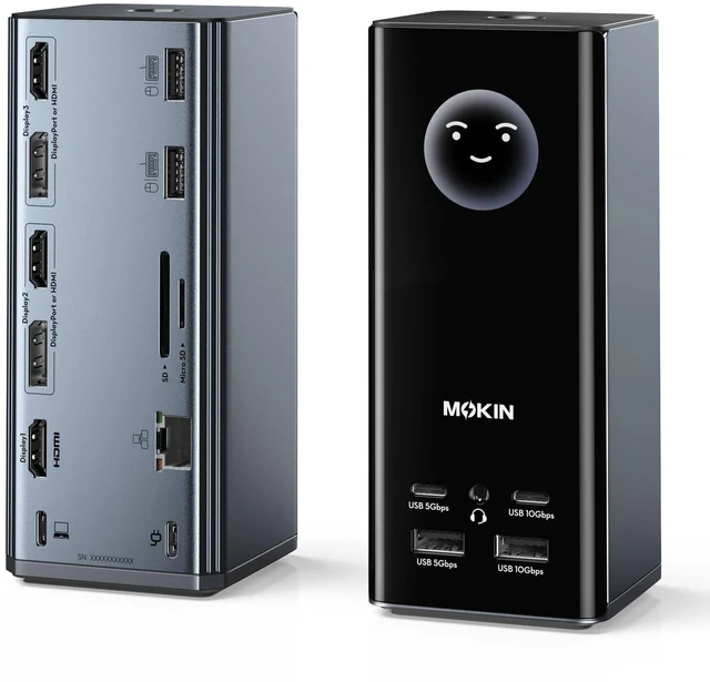 Main image of USB C Docking Station 3 Monitors Display with Weather Function 3 HDMI & 2 DP, Max to Extend Triple Monitor, Weather Forecast/Working Status Display/Turn off Screen Button Function
