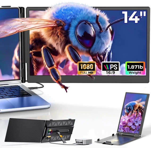 Main image of Laptop Screen Extender, 14" FHD 1080P Portable Monitor for Laptop with 100% sRGB, Dual Screen Extender for Laptop 1317.3", Plug & Play External Monitor, Business Travel & Home Office