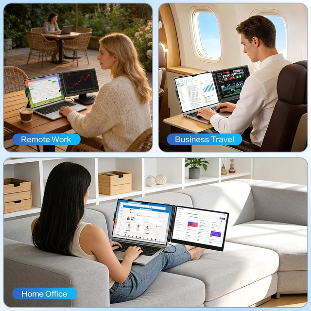 Alt view image 7 of 7 - Laptop Screen Extender, 14" FHD 1080P Portable Monitor for Laptop with 100% sRGB, Dual Screen Extender for Laptop 1317.3", Plug & Play External Monitor, Business Travel & Home Office