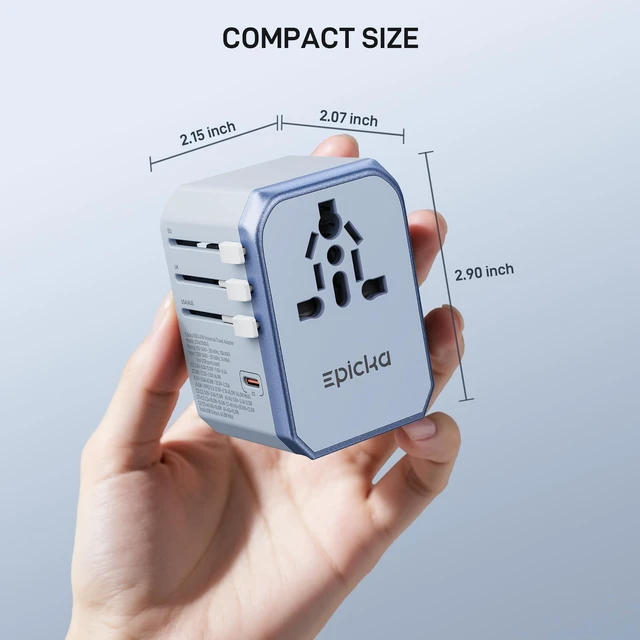 Alt view image 6 of 7 - 45W Universal Travel Adapter PD&QC, 1AC/3USB-C/2USB-A Travel Plug Adapter for EU/US/UK/AUS, Fast Charging for Multi-Device, Not A Voltage Converter, TA-105S, Blue