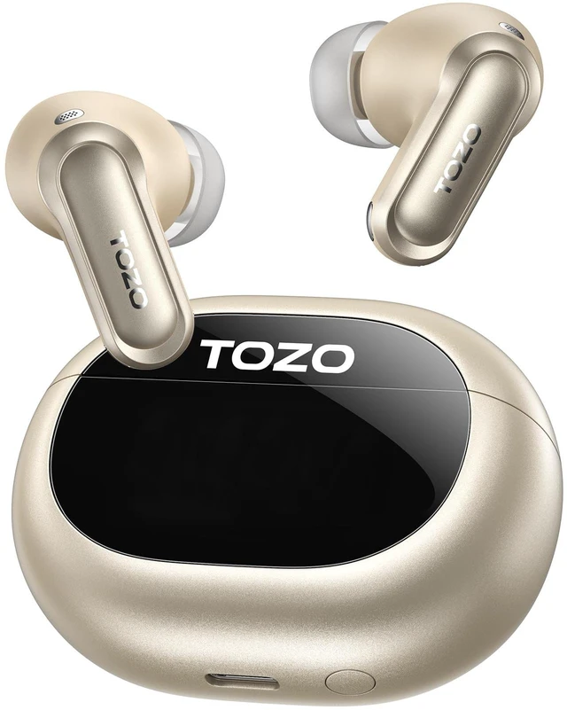Main image of NC20 Active Noise Cancelling Wireless Earbuds LDAC Hi-Res Bluetooth 6 Mics AI Call Ear Buds 80H Playtime, Dual Pairing, 32 EQ via App, IPX8 Waterproof, Wireless Charging Case Titanium Gold