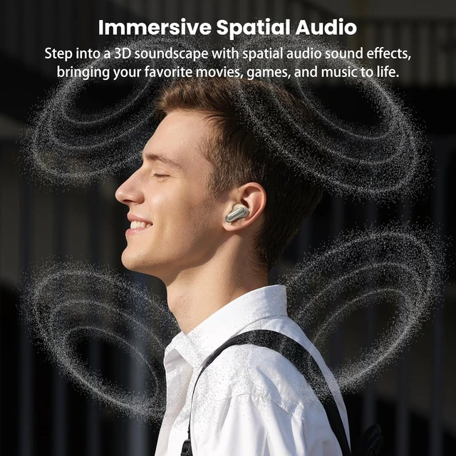 Alt view image 6 of 7 - NC20 Active Noise Cancelling Wireless Earbuds LDAC Hi-Res Bluetooth 6 Mics AI Call Ear Buds 80H Playtime, Dual Pairing, 32 EQ via App, IPX8 Waterproof, Wireless Charging Case Titanium Gold