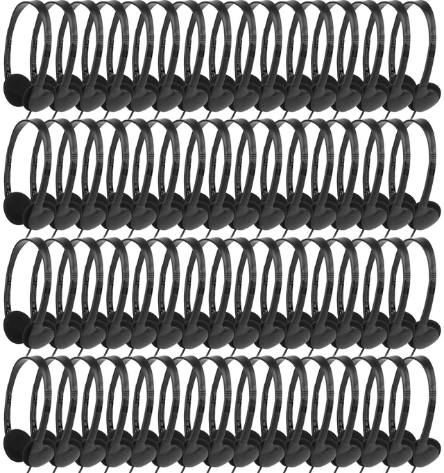 Main image of Headphones Bulk 100 Pack for Classroom Kids School Students K-12,Wholesale Children Class Set Wired Headphones for Library Chromebook,PC,Laptop,Computer(GS857,Black)