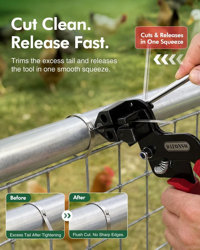 Alt view image 4 of 7 - 167-Piece Stainless Steel Cable Tie Gun Kit with 165 Metal Zip Ties Self-locking 11.8 in 304 stainless steel ties, metal scissors, fencing, exhaust wrap, cable management and outdoor work