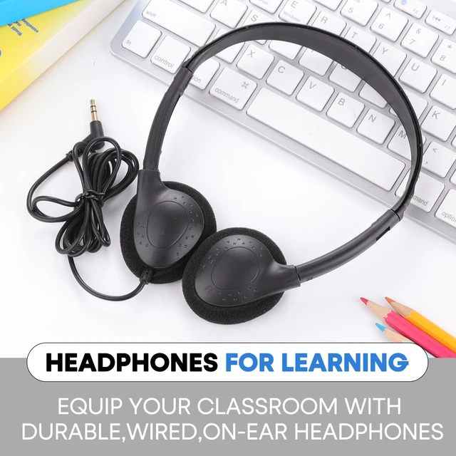 Alt view image 6 of 7 - Bulk Headphones 50 Pack for Kids School Classroom,Wholesale Wired Adjustable On Ear Earphones Class Set for Students Children Toddler Teens Boys Girls and Adult (GS857, Black)