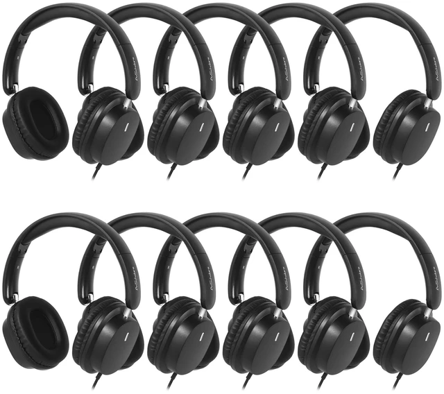 Main image of Kids Wired Headphones for School, 10-Pack, Foldable with Mic Stereo sound, Comfortable over-ear fit, Foldable design, 3.5 mm jack, Ideal for classrooms, iPads, tablets and computers