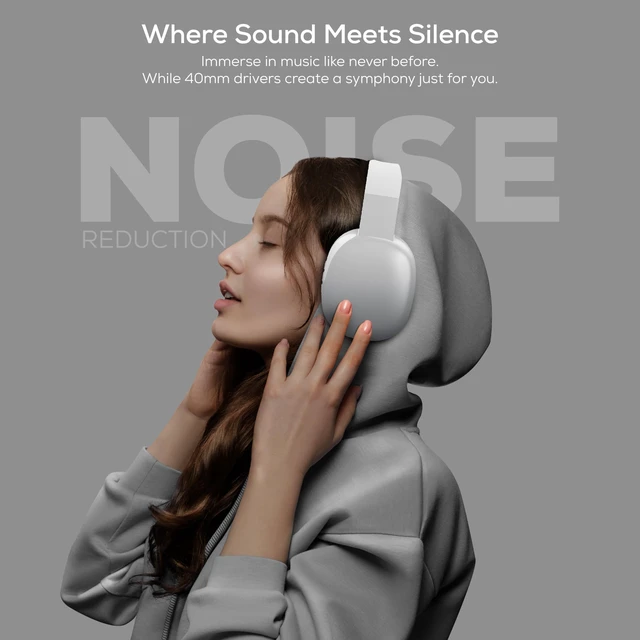 Alt view image 2 of 7 - Wireless Over Ear Bluetooth Headphones with Microphone - Wireless Headset -Noise Reduction - Bluetooth, Wired,Built in Micro SD for Travel, Home, Work TV,PC,Gaming,Cellphone (Silver)