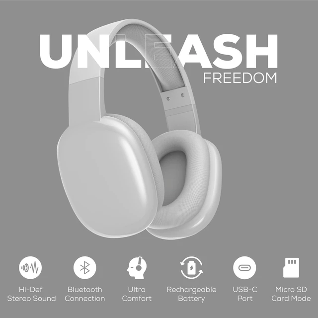 Alt view image 3 of 7 - Wireless Over Ear Bluetooth Headphones with Microphone - Wireless Headset -Noise Reduction - Bluetooth, Wired,Built in Micro SD for Travel, Home, Work TV,PC,Gaming,Cellphone (Silver)