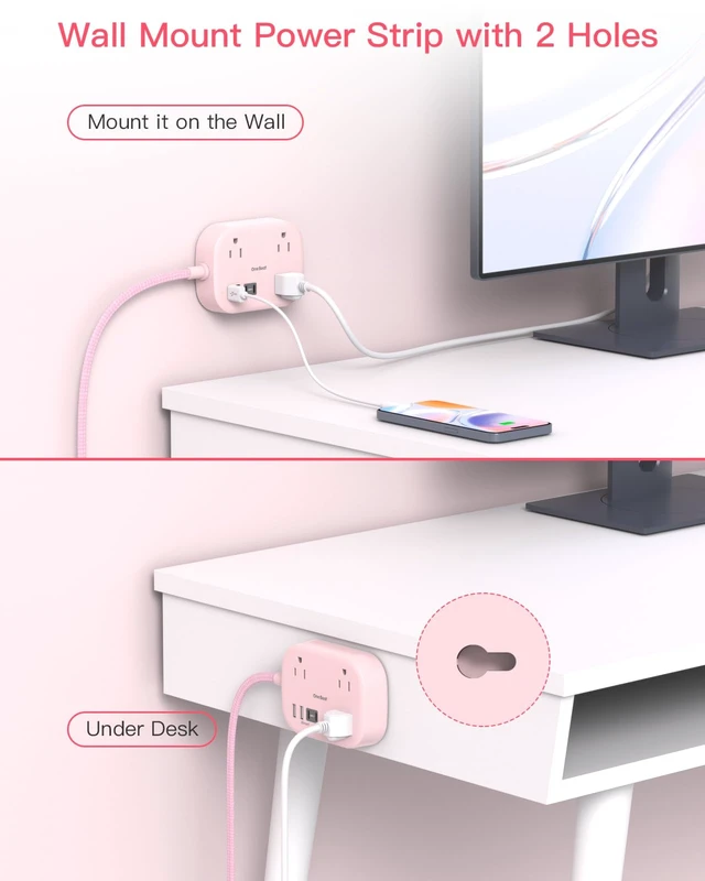 Alt view image 7 of 7 - Cruise Essentials 2026, Travel Power Strip with USB C,Flat Plug 6ft Extension Cord with 3 Outlets 4 USB Ports(2 USB C),Desk Wall Outlet Extender,Non Surge Protector for Cruise,Dorm Room,ETL