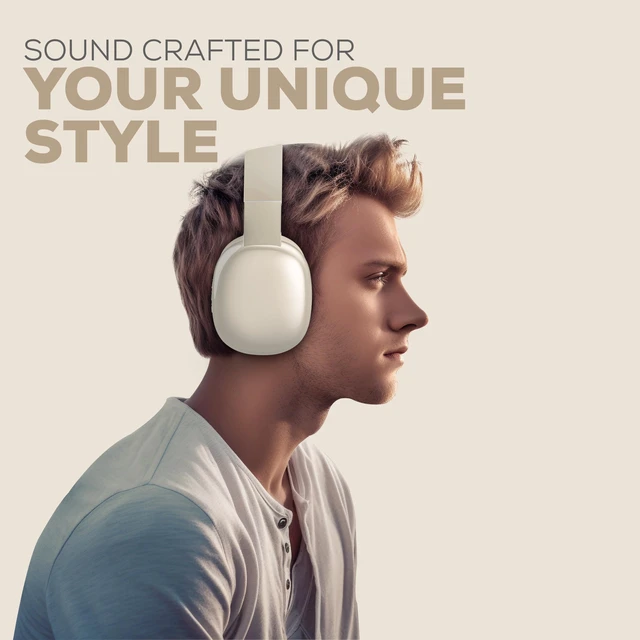 Alt view image 4 of 6 - Wireless Over Ear Bluetooth Headphones with Microphone - Wireless Headset -Noise Reduction - Bluetooth, Wired,Built in Micro SD for Travel, Home, Work TV,PC,Gaming,Cellphone (Beige)