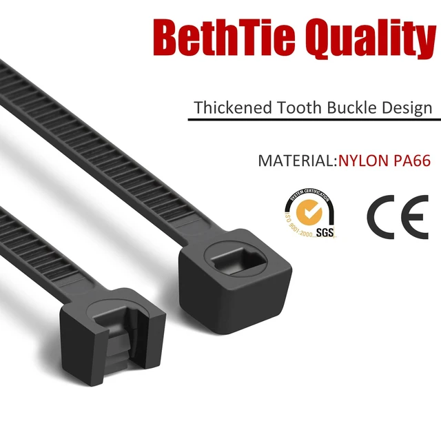Alt view image 4 of 7 - 8 Inch Black Zip Ties 10000 Pcs, 65 LBS UV Resistant Cable Ties Self-Locking Ties, Wire Ties for Indoor and Outdoor Use
