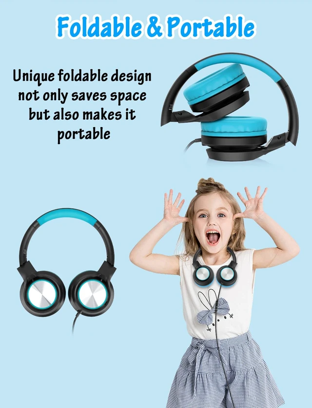 Alt view image 6 of 7 - Kids Headphones with Microphone, Wired Over Ear Headsets with Limited Volume 85dB/ 94dB for Boys Girls Teens Children Online School/Travel/iPad/Tablet/Cellphone