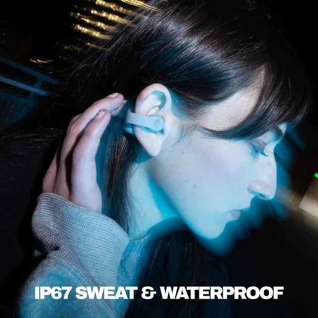 Alt view image 4 of 7 - Push 720 Open Wireless Open-Ear Bluetooth Earbuds - Cement Waterproof, Clip-On Lightweight Design, 30 Hours Battery, Wireless Charging Pouch, Exercise, Running Outdoors, Gym, Fitness