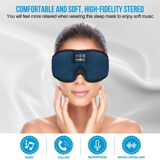 Alt view image 2 of 7 - Bluetooth 5.4 Sleep Headphones Sleeping Eye Mask Earbuds Headband HD Stereo Sound, Wireless Headphones with Soft Lining Blackout Washable Design for Side Sleepers Travel Meditation Relaxation