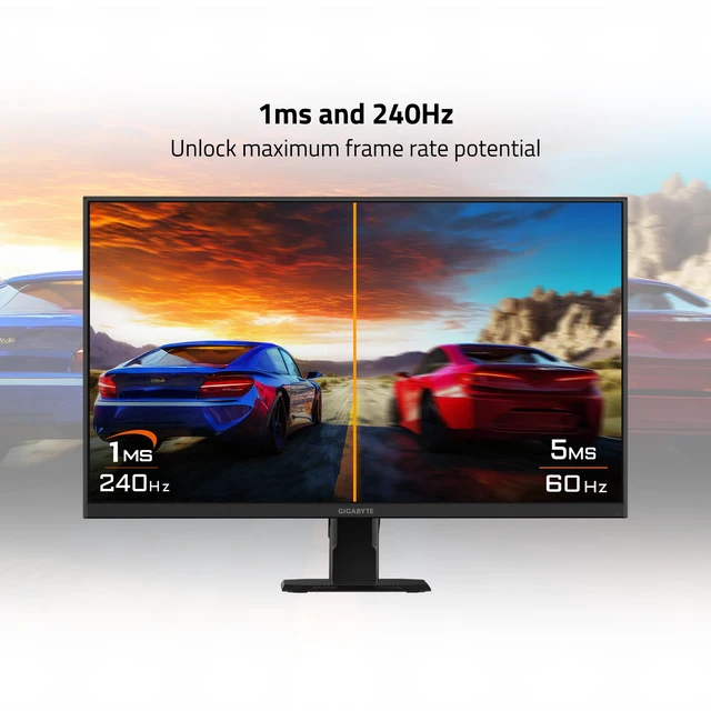 Alt view image 3 of 7 - GS27F2 27" SuperSpeed IPS FHD AMD Freesync Premium Gaming Monitor Black, FHD 1920x1080, 240Hz, 1ms MPRT, 115% sRGB Color Gamut, HDMI, DP, AMD Freesync, Tilt Adjustable, Ergonomic Stand